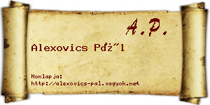 Alexovics Pál névjegykártya